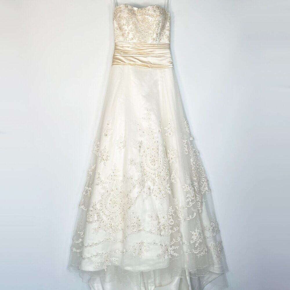 Casablanca Ivory Strapless Beaded Embroidered Bridal Gown Wedding Dress NWT - Picture 2 of 16